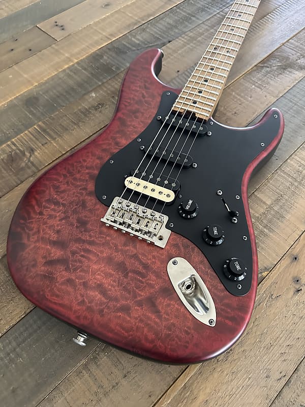 Luxxtone Choppa S with Quilted Maple Top in Crimson Burst - Matte Poly Geode! image 1