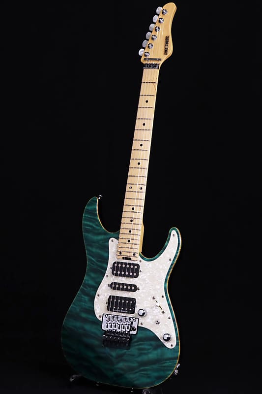 ギター SCHECTER EX-V-24 Black Turquoise SCHECTER EXCEED EX V 24 CTM FRT Black Turquoise (04/25) | Reverb