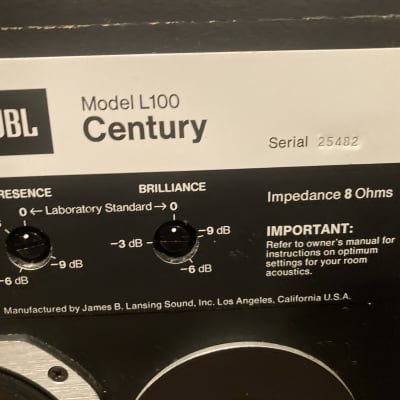 JBL L100 Century   Middle yrs. Production  Walnut image 10