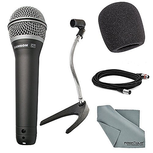Samson Q2U Black Handheld Dynamic USB Microphone Bundle with Boom Arm and  Pop Filter (3 Items)