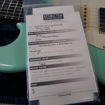 Schecter USA CUSTOM SHOP - Atomic Green Nick Johnston HSS 6-String Electric Guitar w/ Black Tweed Case (2023) image 14