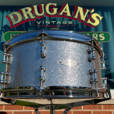 C&C Drum Company 6.5x14 Steel Snare Drum Silver Sparkle *Video Demo* image 1