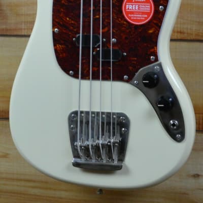 Squier Classic Vibe '60s Mustang Bass Guitar White Laurel Fingerboard Olympic Open Box Great Price image 2