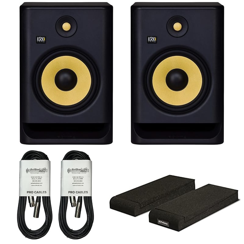New KRK ROKIT 8 Generation 4 Powered Studio Monitor Speaker (PAIR) | Bundle - Black image 1