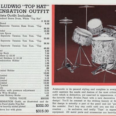 Ludwig and Ludwig  Original 1942 Top Hat and Cane 26,13,16 Stunning! image 24