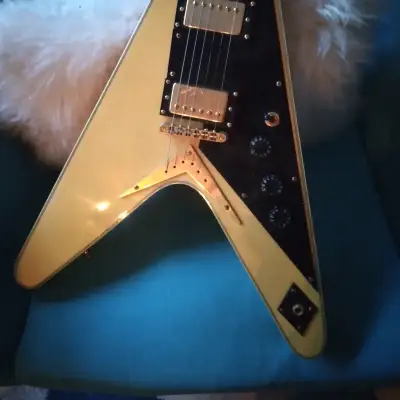 Restored And Upgraded BadAax Flying V style 1990s Natural Wood Finish image 1