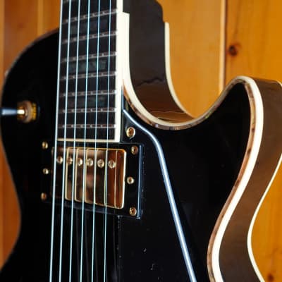 AIO SC77 Electric Guitar - Solid Black (Abalone Inlay) image 5