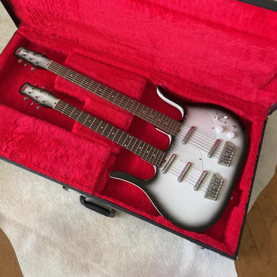 Jerry Jones Neptune Double Neck Doubleneck Bass VI and Guitar1990s - Silverburst for sale