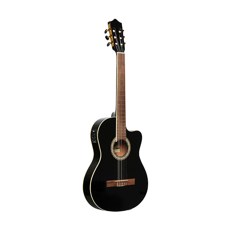 Stagg SCL60 TCE-BLK cutaway Acoustic-electric Classical Guitar w/ B-Band 4-band EQ, black image 1