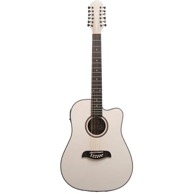 Oscar Schmidt OD312CE 12-String Cutaway Acoustic-Electric  Guitar, White for sale