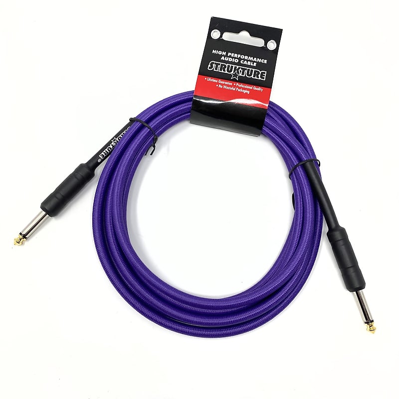 Strukture 10 ft Instrument Cable, Woven, Purple, 1/4" (Latest Version with Improved Black Wraps!) image 1