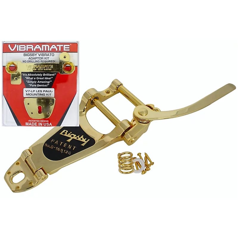 Bigsby B7 & Vibramate V7 -LP Vibrato Tremolo Tailpiece mounting kit Gold  plated