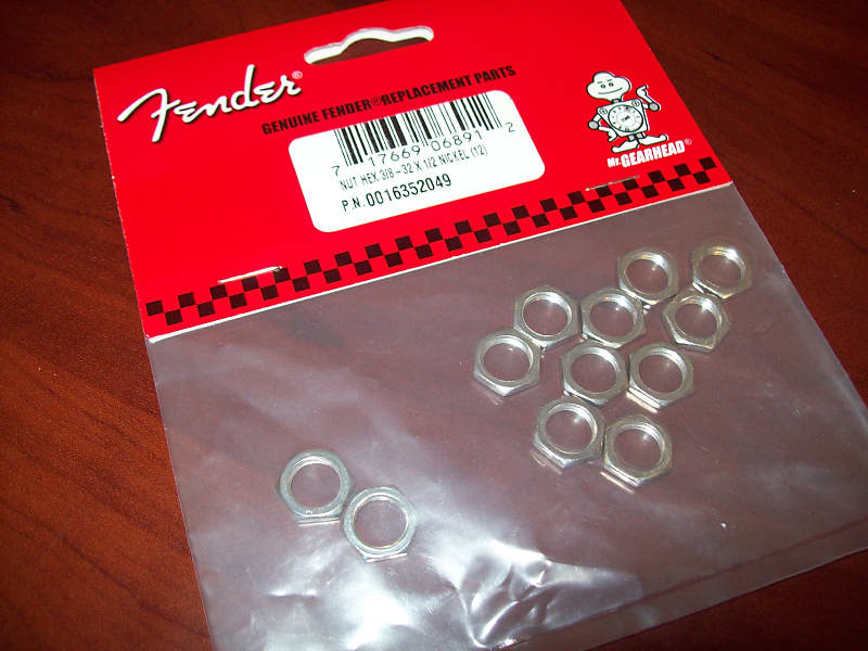 Genuine Fender Pot Mounting Hex Nuts (12) For CTS - NICKEL, 001-6352-049 image 1