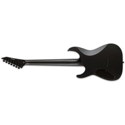 ESP LTD M-7HT Baritone Black Metal Guitar, Macassar Ebony Fretboard, Black Satin image 3