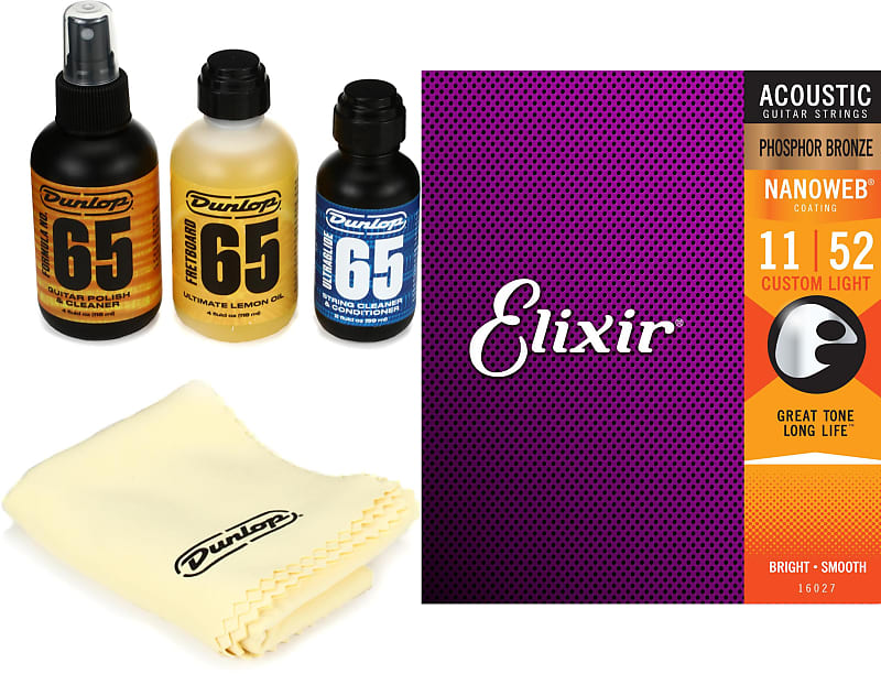 Dunlop 6504 Guitar Tech Care Kit Bundle with Elixir Strings Reverb