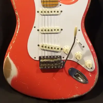 Custom Fender USA Stratocaster  Fiesta Red Nitro Heavy Relic by MJT Eric Johnson Pups image 2