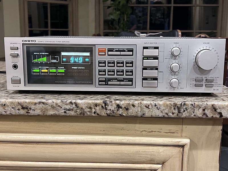 Onkyo TX-35 Quartz Synthesized Tuner Amplifier 45WPC-2019 - Silver (EXCELLENT)  			