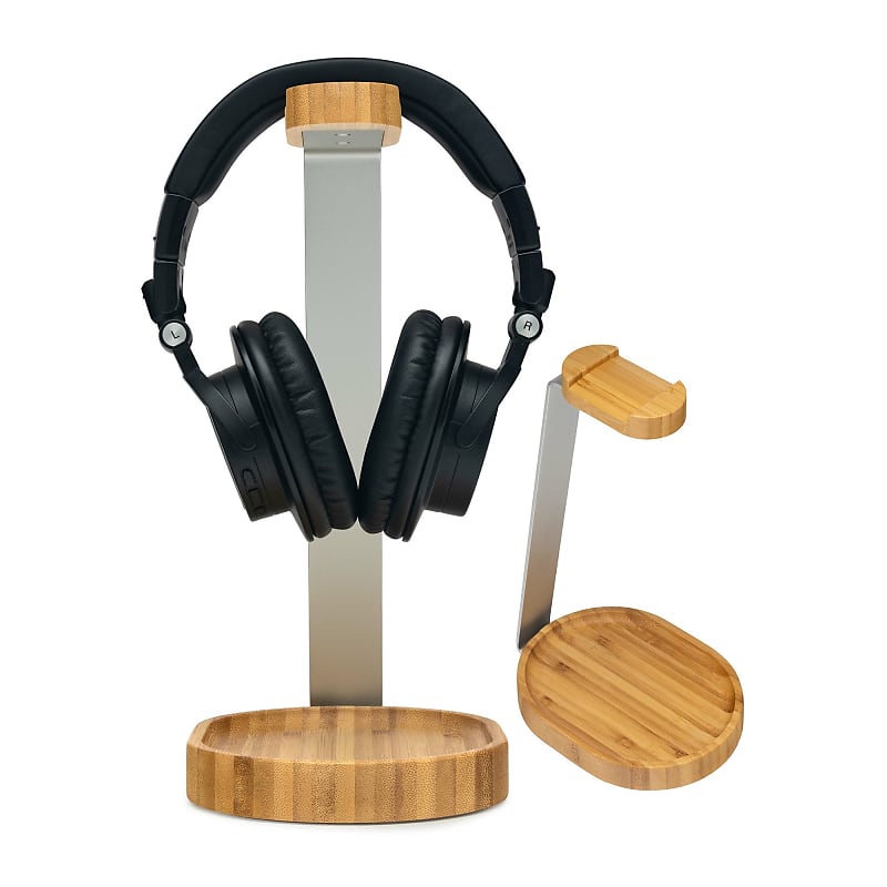 Avantree Universal Wooden & Aluminum Headphone Stand Hanger with Cable Holder, Sturdy Desk Headset Mount Rack for Sony, Bose, Shure, Jabra, JBL, AKG
