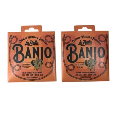 La Bella Banjo Strings 2-Pack  No. 17 Nylon & Silver Plated Wound Plain Ends 5-String