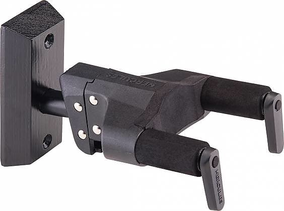 Hercules GSP38WBK+ Auto Grip Wall Mounted Guitar/Instrument Hanger - Black Wood Base w/ Short Arm image 1