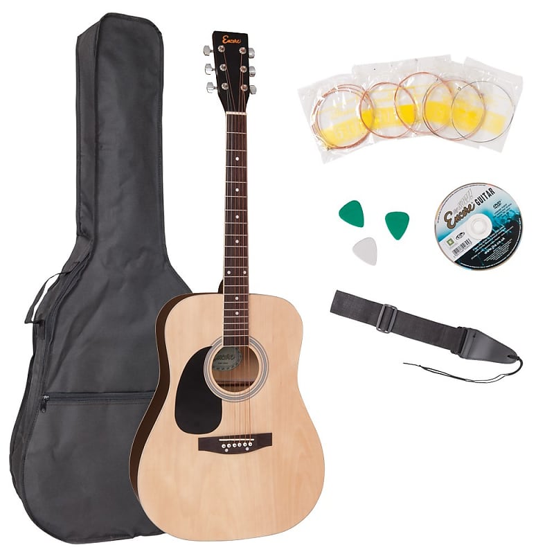 ENCORE LEFT HANDED ACOUSTIC GUITAR OUTFIT - NATURAL image 1