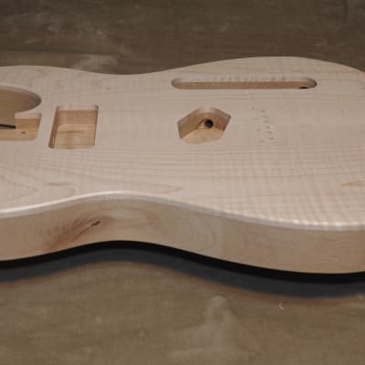 Unfinished Telecaster Body Book Matched Figured Flame Maple Top 2 Piece Alder Back Chambered, P90 Neck Route 3lbs 15.9oz! image 6