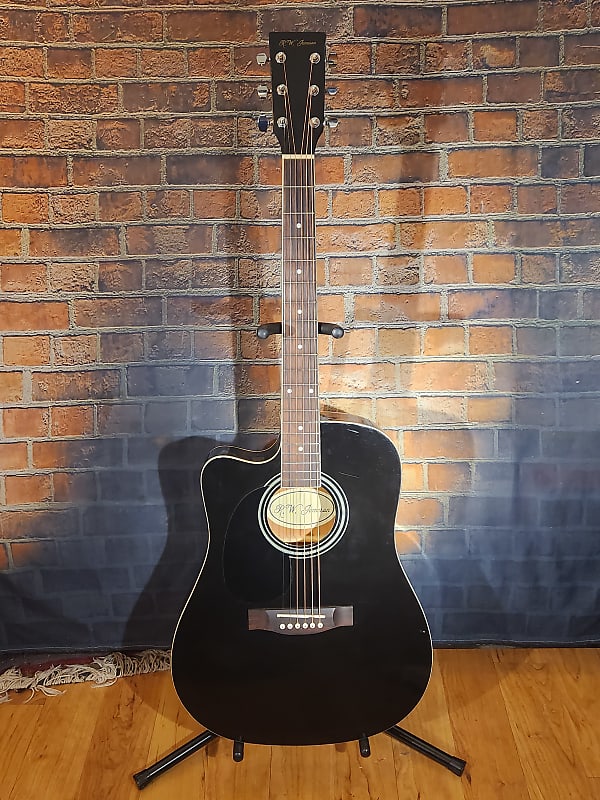 Jameson 41-Inch Full-Size Acoustic Electric Guitar with Thinline Cutaway  Design, Black 