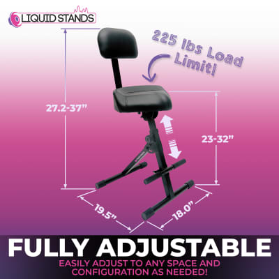 Liquid Stands Adjustable Guitar Stool with Backrest - Drum | Reverb
