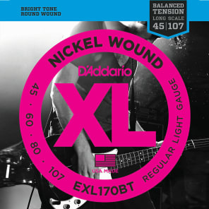 D'Addario EXL170BT Balanced Tension Nickel Wound Light Bass Guitar Strings