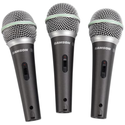 SAMSON Q6 3-Pack Dynamic Vocal Cardioid Handheld Microphones+Mic Clips+Foam Case image 2