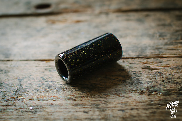 Diamond Bottlenecks Mark Knopfler Signature Lead Crystal Hand Blown Glass Slide 2016 Black with Gold Reverb