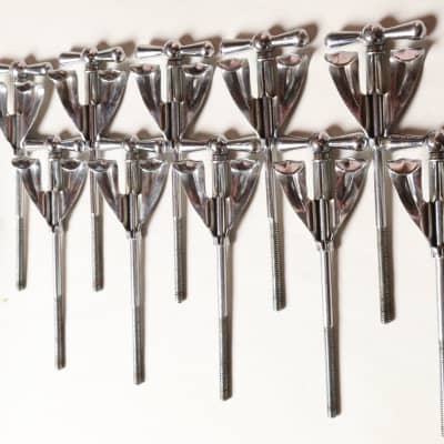 (10) Ludwig Bass Drum Tension Rods & Claws, Faucet Style Handles, 5.25"  Rods - 1960's image 11