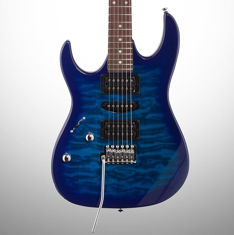 Ibanez GRX70QA Quilt Top Left-Handed Electric Guitar, Transparent Blue Burst image 1