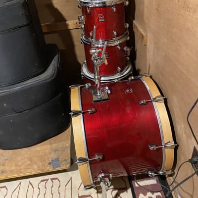 Premier Drums XPK Birch/Eucalyptus 3 ply shells. Solid, quality great sounding drums. 1990’S Red stain image 4