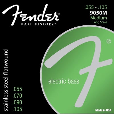 Fender 9050M Stainless Steel Flatwound Long Scale Medium Bass Strings (55-105)