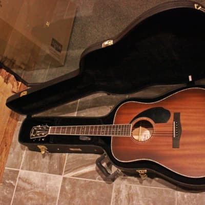 Fender Paramount PO-220E All Mahogany Orchestra Acoustic-electric Guitar, Aged Cognac Burst w/ Case image 2