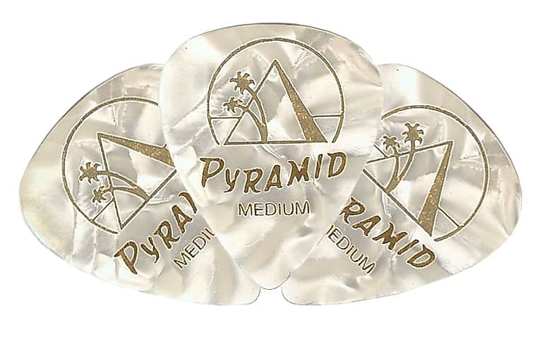 Set of 3 Pyramid Medium Picks - White Perloid - "Add On Item" image 1