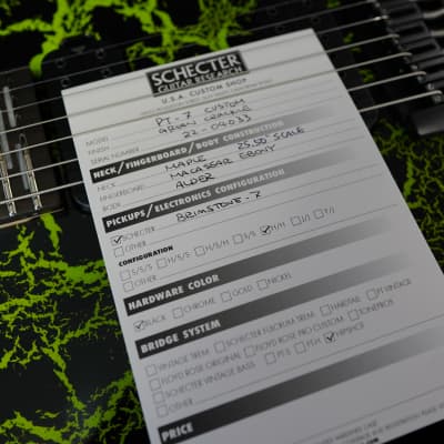 Schecter USA CUSTOM SHOP PT-7 Green Crackle 7-String Electric Guitar w/ Black Tolex Case (2022) image 11