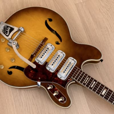 1966 Harmony H76 Vintage Electric Guitar 100% Original w/ DeArmond Gold Foils, Bigsby B3 & Case image 12