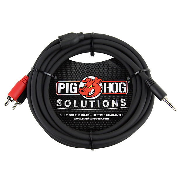 Pig Hog PB-S3R06 3.5mm TRS to Dual RCA Stereo Breakout Cable - 10' image 1