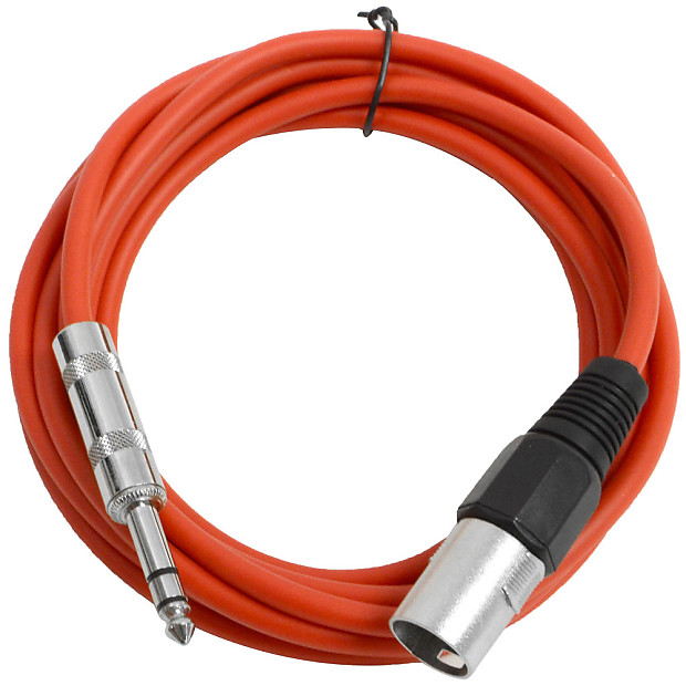 Seismic Audio SATRXL-M10RED XLR Male to 1/4" TRS Male Patch Cable - 10' image 1