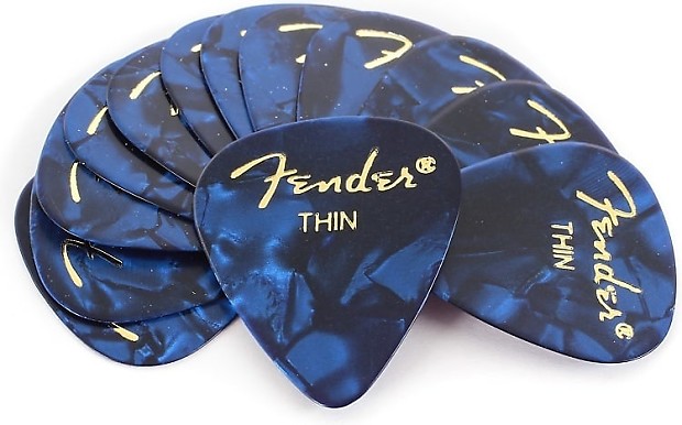 Fender 351 Shape Thin Celluloid Guitar Picks, Blue Moto 12-Pack image 1