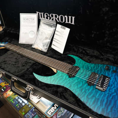 Schecter USA CUSTOM SHOP Keith Merrow KM-7 Hybrid  - Blue Green Fade 7-String Electric Guitar w/ Black Tolex Merrow Case (2023) image 11