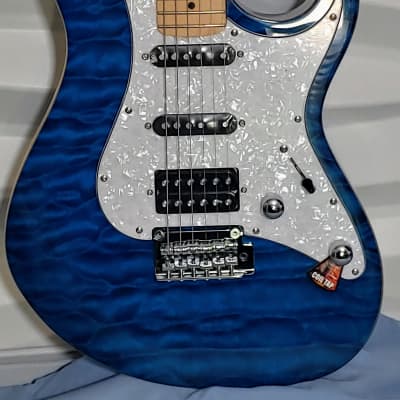 Cort G250DX Trans Blue Double Cutaway American Basswood Body Maple Neck 6-String Electric Guitar image 10