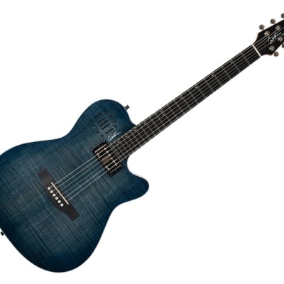 Godin A6 Ultra Electric Guitar - Denim Blue Flame for sale