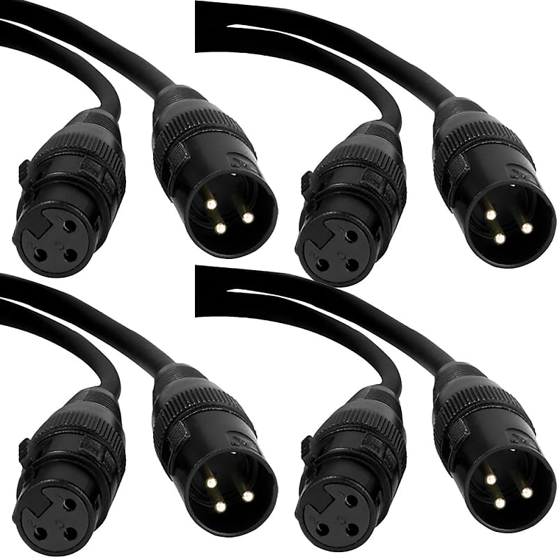 (4-Pack) ADJ American DJ AC3PDMX5 Accu-Cable 3-Pin DMX Cables - 5 ft image 1