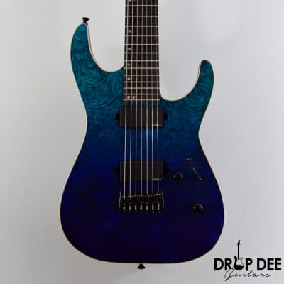 ESP USA M-7 Hardtail Baritone 7-String Electric Guitar w/ Case - Violet Shadow Fade Marble image 1