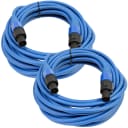 SEISMIC AUDIO Pair of 12 Gauge 25' Blue Speakon to Speakon Speaker Cables
