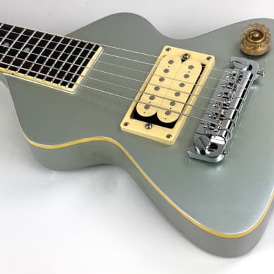 Erlewine Chiquita Travel Guitar, "Inca, Luna or Frost?" 1990 - Silver/Blue image 12