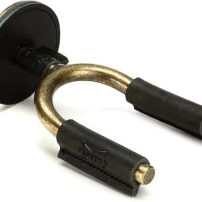 Levy's FGHNGR Brass Forged Guitar Hanger - Black Leather for sale